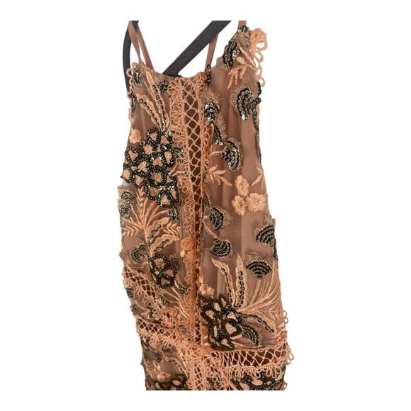 X by NBD Felicity Sequins Embroidered Midi Dress Blush Pink Party Formal Sz L - Picture 9 of 16